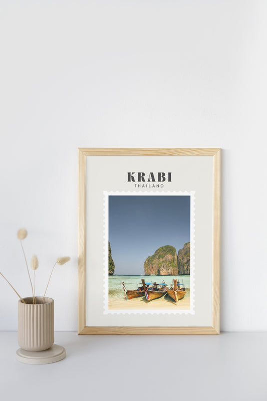 Krabi Thailand Print | Travel Photography Postcard Style Poster
