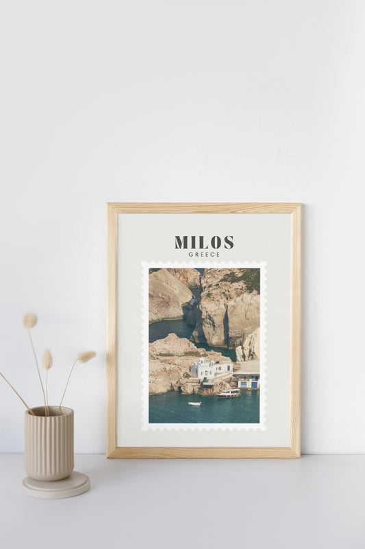 Milos Greece Print | Travel Photography Postcard Style Poster