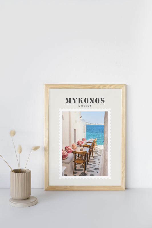Mykonos Greece Print | Travel Photography Postcard Style Poster