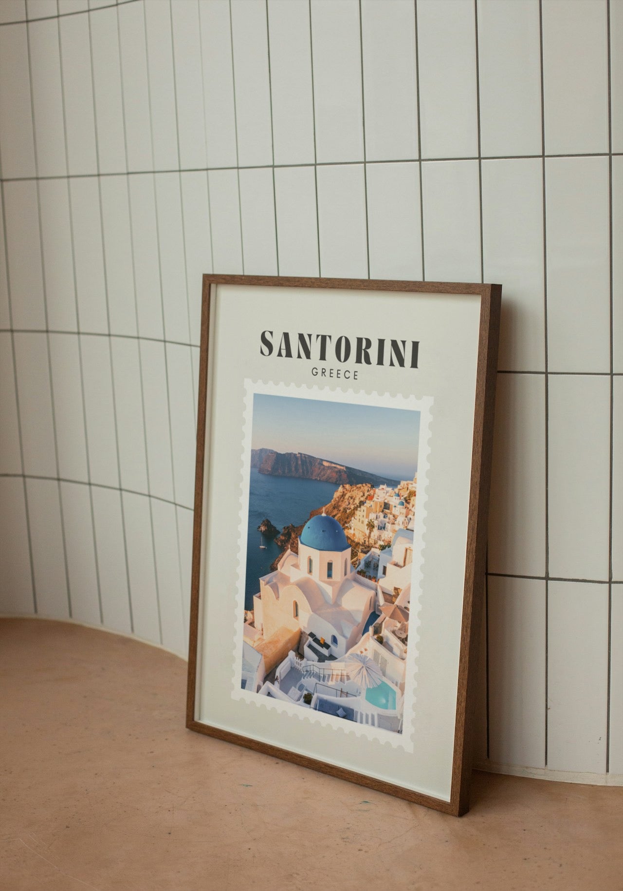 Santorini Greece Print | Travel Photography Postcard Style Poster